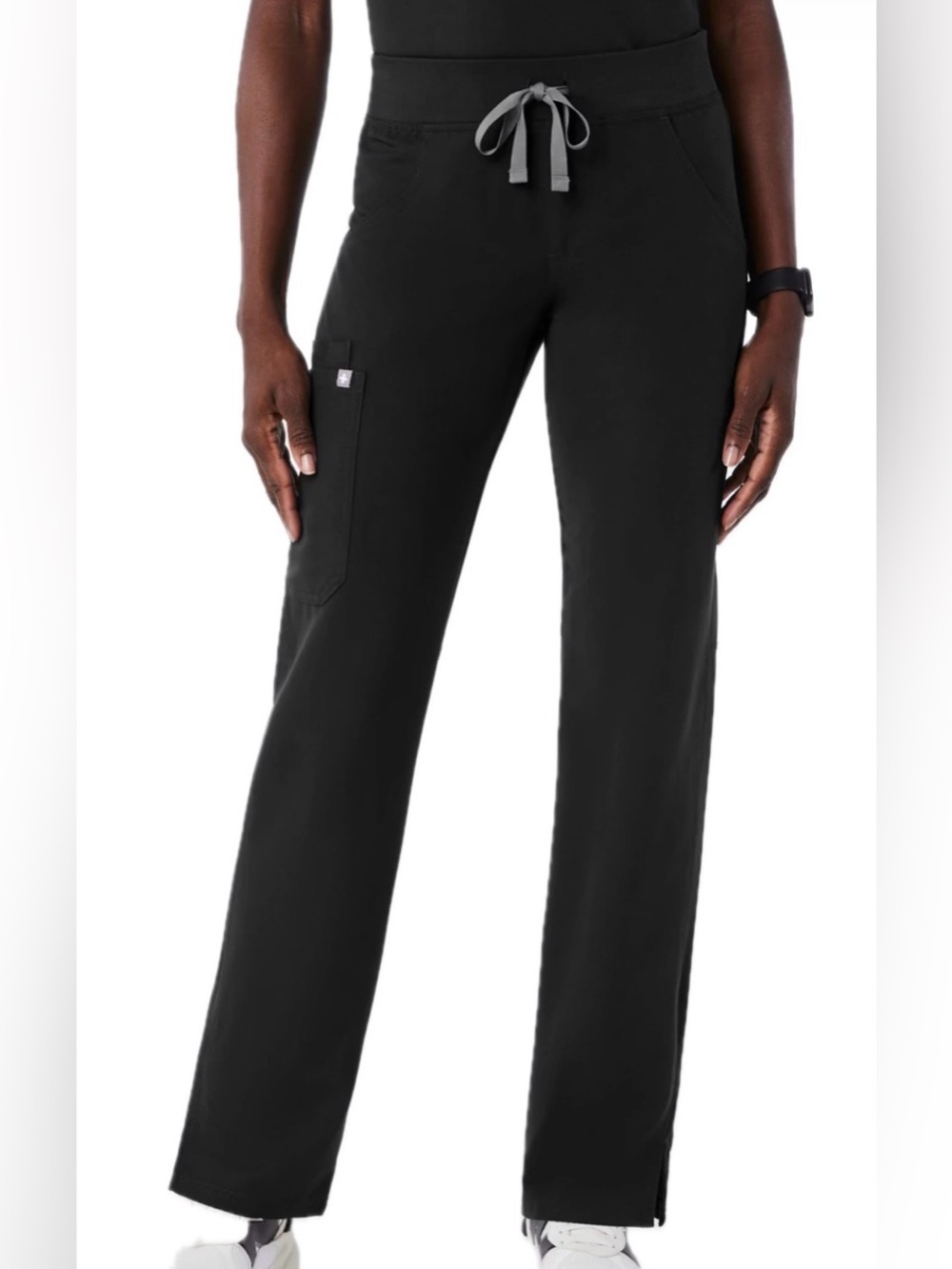FIGs Kade Scrub Pants Straight Leg Split Hem Black Women’s Regular Medium.